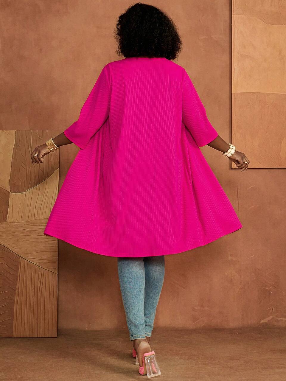 Plus Size Women's Solid Color Casual Versatile Daily Wear Cardigan