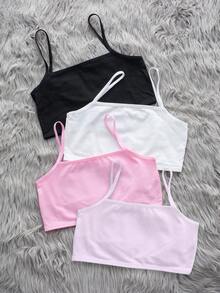 Tween Girl Cartoon Print Cute Camisole Tops 4pcs Set - Multicolor - View 2