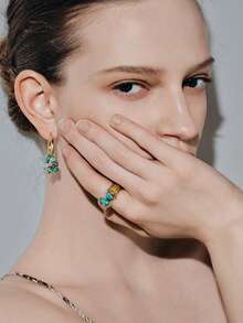Noxbound 18K Gold Ring Niche Personalized Ring - Gold-Turquoise - View 5