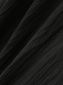 SHEIN Tall CURVE 大尺碼女款黑白對比邊緣繫帶長褲 - 黑色 - 查看 7