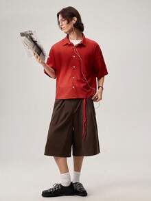 Men's Casual All-Over Print Short Sleeve Shirt - Red - View 5