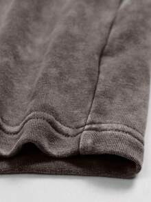 ROMWE MEN Casual Men's Washed Texture Drawstring Street Shorts - Coffee Brown - View 5