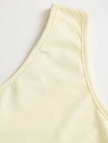 Sweetra Women's Summer Sweet Vacation Asymmetric Neck Ruched Waist Fitted Dress With Metal Flower Buckle And Ribbon Design - Yellow - View 5