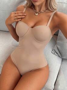 SuitURBody 时尚优雅罩杯设计塑身连体衣 - 杏色 - 查看 4