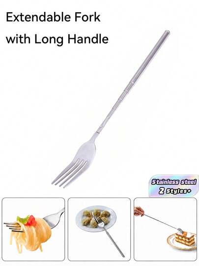 1 Stainless Steel Telescoping Fork – Extendable, 22.1–64.6cm (8.7–25.4 Inches) In Length; Easy To Use And Space-Saving. Perfect For Restaurants, Fruit, Desserts, Camping, Travel, And Everyday Dining. Also Makes A Great Christmas Gift Or School Supply.