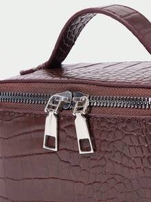 SHECARRY Ladies Fashionable Elegant Simple Brown Crocodile Pattern PU Handbag, For Daily Dating Party Afternoon Tea - 咖啡色1 - 查看 6