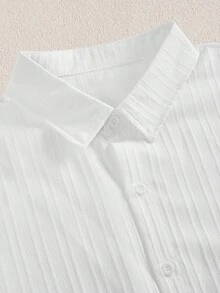 Mercer Haus Plus Size Men's Casual Basic Striped Lightweight Breathable Button-Down Short Sleeve Shirt - White - View 7