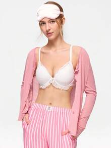 Bonmuse Women's Sexy Skin-Friendly Lace Bra, French Romantic Casual Versatile Mature Charm Lace Patchwork Underwire Bra, Lift And Support Adjustable Bra - White - View 2