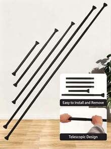 1 pièce Tringle télescopique en acier inoxydable sans perçage, facile à installer, sans besoin de colle, convient pour des endroits tels que les armoires, les salles de bain, les fenêtres, etc. - 1pc - Voir 5