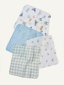 Cozy Pixies 5 Packs Of Mixed-Color Cotton Wrinkled Cloth, Baby Bib, Saliva Towel, Light, Comfortable And Soft, Suitable For Newborns, Suitable For All Seasons - Multicolor - View 9