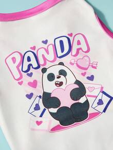 We Bare Bears X PETSIN 1件可愛黑白熊抱愛心信封字母印花寵物背心 玫瑰紅拼接白色無袖柔軟透氣防毛寵物衣服 - 彩色 - 查看 3