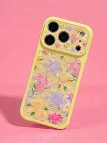 ShellaStory Casing Ponsel Motif Bunga Berwarna-warni Romantis Elegan Kompatibel dengan iPhone 17 Pro Max 17 Pro 17 16 Pro Max 16 Pro 16 15 Pro Max 15 Pro 15 14 Pro Max 14 Pro 14 Pelindung Bergaya Bunga - Kuning - View 1