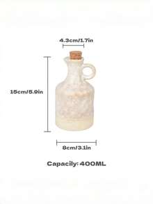 Cirelle 1pc Ceramic Olive Oil Dispenser Bottle With Handle & Cork Stopper, Handcrafted Pottery Oil & Vinegar Cruet, Two-Tone Glazed Liquid Dispenser Container For Kitchen Counter Decor (Green / Cream White) - View 9