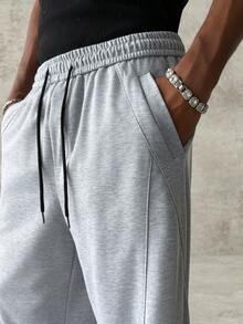 PAVTROS Men's Casual Sweatpants With Pocket And Drawstring Waist For Daily Wear - Light Grey - View 4