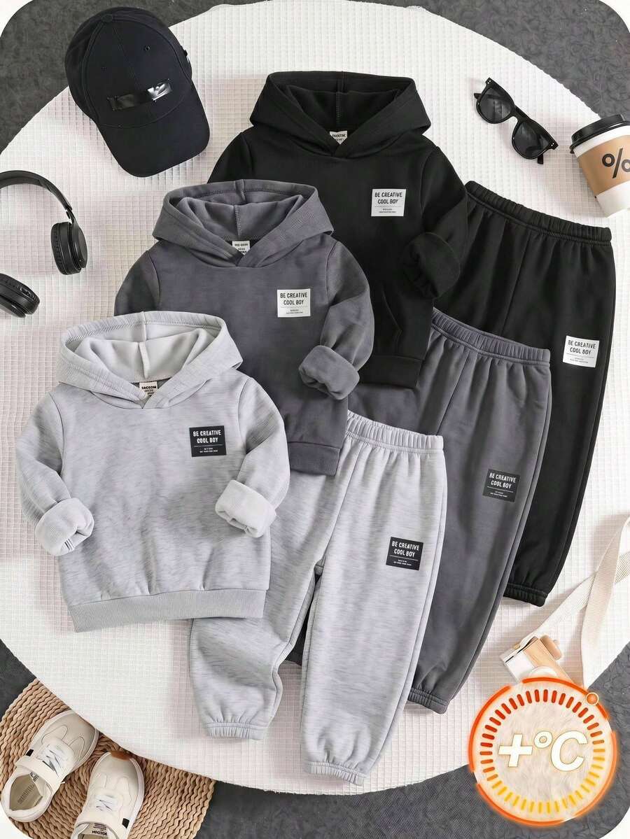 SHEIN 2 piezas Pantalones largos holgados bordados cómodos y casuales para uso diario para niños y jóvenes, Compra 1 y Llévate 1 Gratis, Ropa de invierno para niños, Ropa de otoño, Negro, Caqui, Chándal, Adecuado para la escuela, el jardín, la playa, el cumpleaños, las estaciones de otoño e invierno - Multicolor - Ver 1