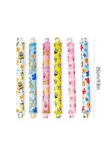 SpongeBob SquarePants | SHEIN 6件組卡通印花免加熱捲髮工具套組 - 彩色 - 查看 5