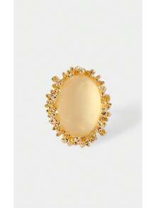 Noxbound Vintage Oval Cat's Eye Exaggerated Ring 18K Gold Plated Textured Resin Earrings Jewelry - Multicolor - View 6