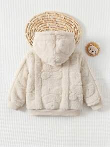 Cozy Pixies 男嬰裝飾貼布連帽長袖冬季夾克，保暖內裡加厚 - 白色 - 查看 2