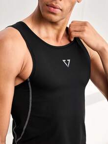 Driftmere Men's Minimalist Casual Sleeveless Sports Workout Running Crew Neck Compression Tank Top, Gym Black - Black - View 5