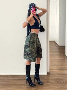 StreetHx Sommerliche lässige Cargo-Jeans-Shorts mit Camouflage-Muster - Verschiedenfarbig - Übersicht 4