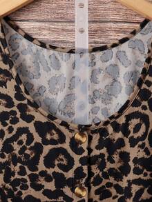 Freevana Top de tirantes de talla grande con estampado de leopardo y abotonadura sencilla - Multicolor - Ver 4
