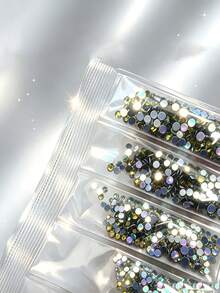 DMC Round SS6- SS50 2mm-10mm Clear And Crystal AB High Quality Hotfix Stones Hot Fix Rhinestone Glitter Flatback Crystal Strass Iron On Rhinestones For Garment Sewing & Fabric Dress Bag Shoes Decorations - Black and White - View 7