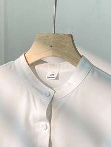 SHEIN 女童白色長袖襯衫，附荷葉領 - 白色 - 查看 5