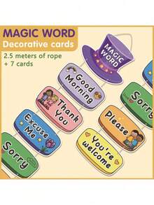 1pc Classroom Word Wall Decor, Teacher's English Corner Polite Expression Learning Cards, Hanging Flags Corner Polite Expression Learning Cards, Hanging Fla…For Students To Learn Vocabulary - A - View 5