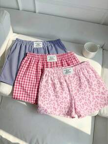 Comfortcana 3件組舒適女款休閒短褲，梭織布料，適合日常穿著，迷彩印花短褲套裝 - 彩色 - 查看 1