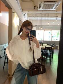 DAZY Women's Solid Color Loose Hooded Long Sleeve Zipper Hollow Out Casual Vacation Spring Autumn Thin Jacket - Apricot - View 7