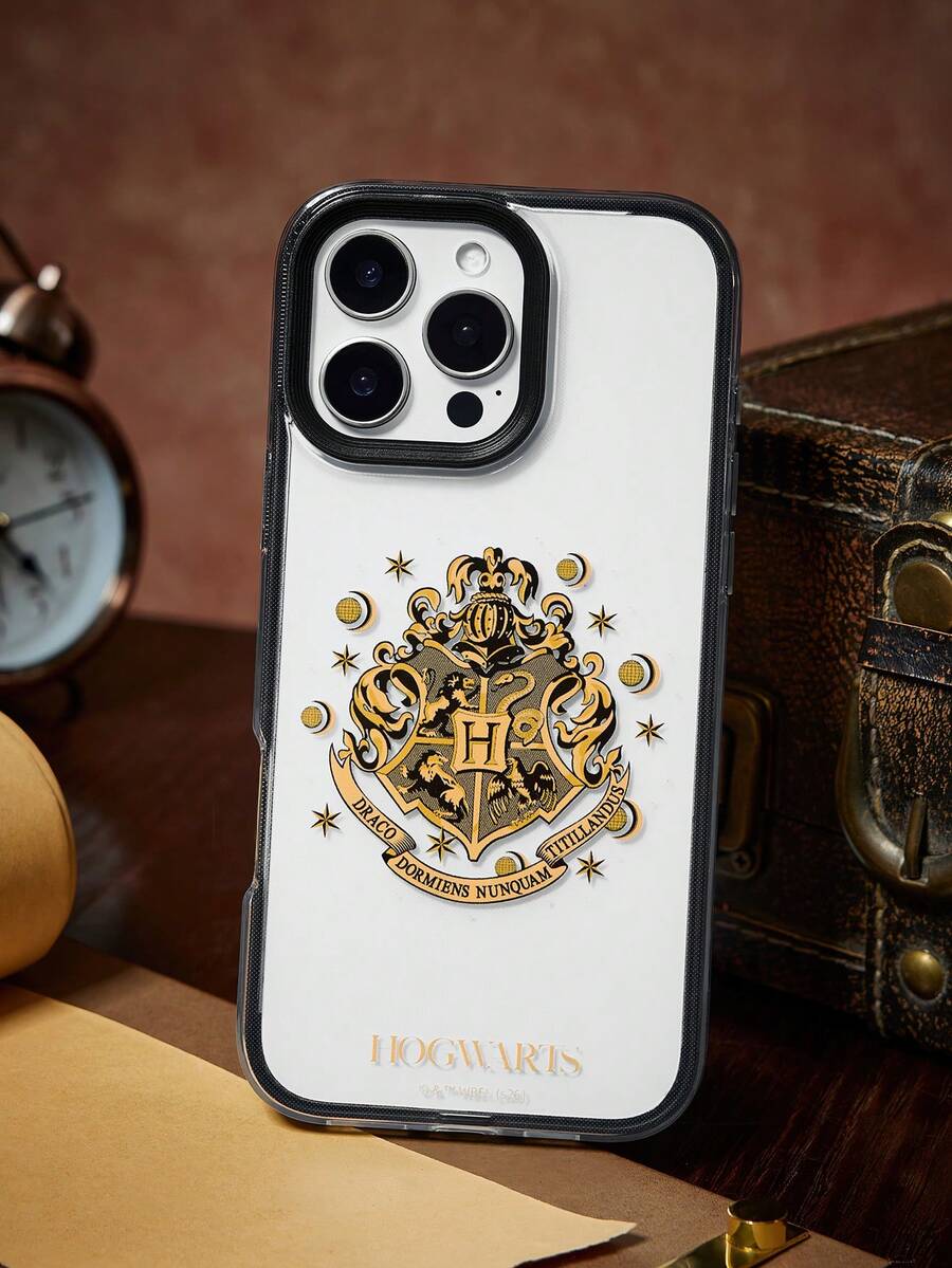 HARRY POTTER X SHEIN Cartoon Pattern Black Three-In-One Transparent Mobile Phone Case, Anti-Drop Protective IPhone13-17 Mobile Phone Case. - Multicolor - View 1