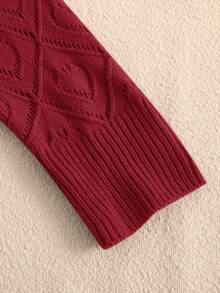 SHEIN Clasi Cárdigan de punto calado con hombros caídos talla grande - Rojo - Ver 8