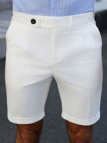 Manfinity Mode Men's White Casual Straight Leg Shorts, Fashionable And Versatile - White - View 8
