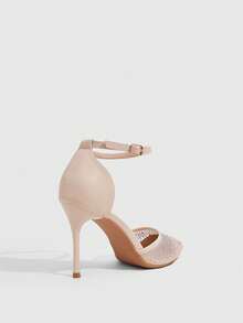 CUCCOO SZL Women Shoes New Mesh Hot Diamond Pointed Thin Heel Buckle Sandals Light Ripe Fairy Wind Spring And Summer Models Suitable For Weddings, Dating Parties - Beige V - View 3
