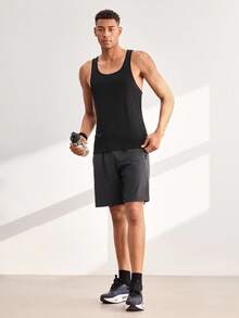 Driftmere Men's Muscle Shaping Fitness Sleeveless Tank Top, Bodybuilding Sports Vest Black Summer - Black - View 3