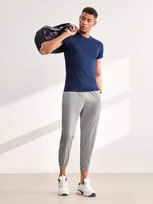 Driftmere Men's Sports Pants With Elastic Cuffs, Lightweight Breathable Fabric, Good Drape, Stretchy, Slim Fit Fall - Light Grey - View 7