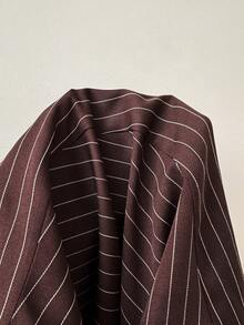 Comfortcana Damen Große Größen Herbst Winter Frühling Gestreiftes Einreihiges Hemdkleid - Braun - Übersicht 6