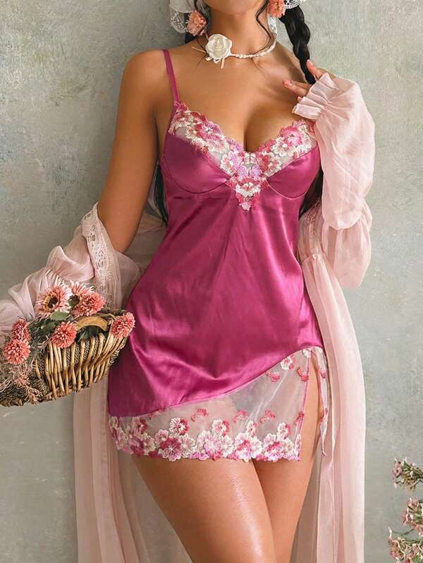FairyFlirt Wedding Embroidered Sexy Women's Nightgown 2-Piece Set