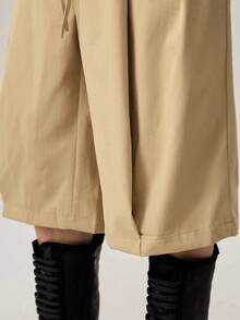 Vaulklash Men's Solid Color Drawstring Waist Casual Versatile Daily Wear Shorts - Khaki - View 9