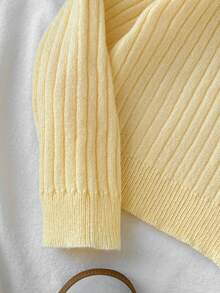 Cárdigan de niña preadolescente otoño/invierno nuevo color crema amarillo con textura acanalada - Amarillo - Ver 3