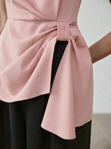 MOTF PREMIUM Blusa elegante sin mangas con bajo asimétrico - Rosa - Ver 2