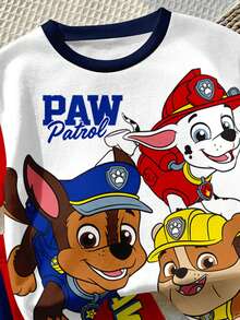 SHEIN | PAW Patrol 小男孩休閒簡約款，柔軟舒適，經典可愛卡通動畫圖案印花，可愛小狗圓領短袖T恤與短褲2件組，適合春夏季 - 彩色 - 查看 6