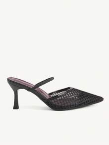 CUCCOO CHICEST Women's Shoes Summer Breathable Mesh Lace Pointed Heel Medium Heel Light Ripe Closed Toe High Heel Sandals Daily Commuter Dating Party Women's S - Black - View 3
