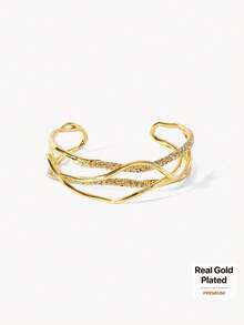 Opalesca Gold Geometric Double Wrap Ladies Bracelet - Gold - View 2