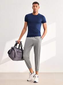 Driftmere Men's Sports Pants With Elastic Cuffs, Lightweight Breathable Fabric, Good Drape, Stretchy, Slim Fit Fall - Light Grey - View 6