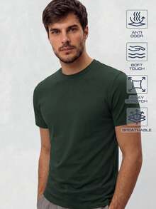 TekDrob Anti-Odor Regular T-Shirt With Crew Neck - Green - View 1