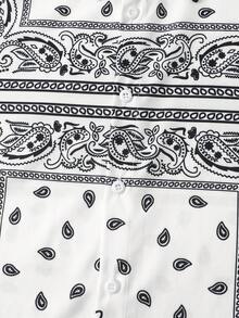 Manfinity Homme Men's Vacation Cashew Pattern Short Sleeve Shirt And Shorts Casual Set - White - View 4