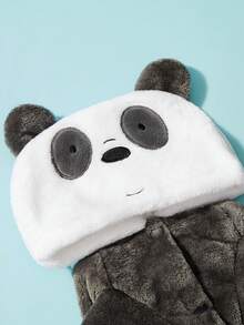 We Bare Bears X PETSIN 1件貓狗通用服裝，可愛小熊造型四足角色扮演裝，秋冬厚實保暖法蘭絨連身褲，適合居家、戶外散步、寵物穿搭及送禮 - 深灰 - 查看 8