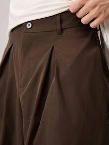 Vaulklash Men's Loose Bermuda Shorts, Lightweight & Comfortable, Pleated Design, Suitable For Spring/Summer - Brown - View 9