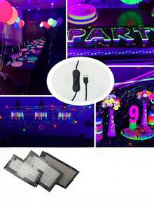 Suitable For Outdoor Use:  LED Ultraviolet Blacklight, Ultra-Thin Outdoor Floodlight, With USB Plug, Switch Control ,  For Stage Lighting,Body Painting,  Neon Lights. - UV purple black light with USB plug - View 2
